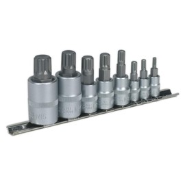 Sealey AK6214 Spline Socket Bit Set 8pc 1/4 "3/8" & 1/2 Sq Drive
