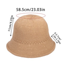 Manfnee Woven Beach Hat Women's Summer Knit Braided Sun Hat Straw Fisherman Hat for Women, b3:plain khaki