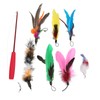 9pcs Cat Feather Wand Toy 3 Sections Retractable Cat Interactive