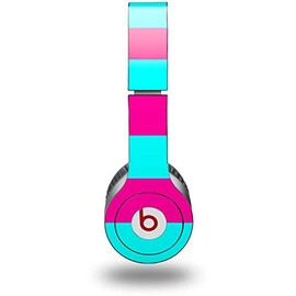 Skin Decal Wrap Works with Original Beats Solo HD Headphones Kearas Psycho Stripes Neon Teal and Hot Pink Skin Only (Headphones NOT Included)