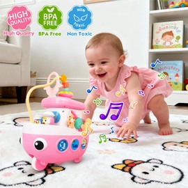 Love&Mini Toys for 1+ Year Old Girls - 9-in-1 Baby Boat Musical Toys Music and Sound, First Christmas 1st Birthday Gifts for 1+ Year Old Girls Gifts