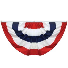5x10' Patriotic Red White and Blue, Nylon Bunting Pleated Fan Banner Decoration, Made in USA