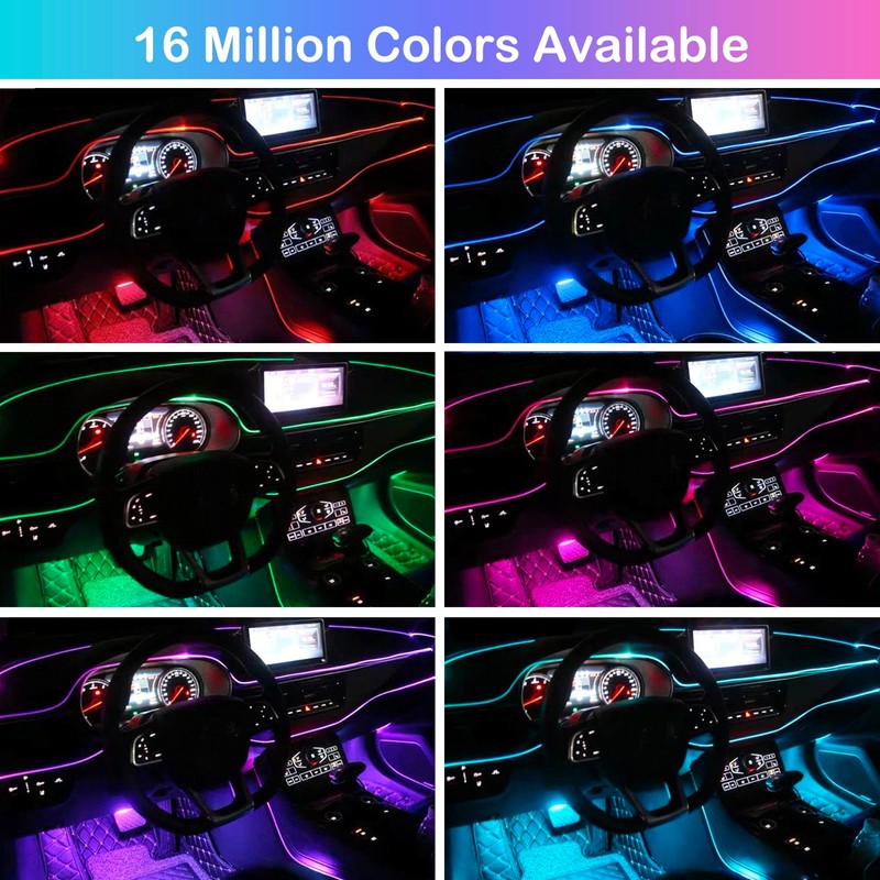 Interior Car LED Strip Lights, RGB 6 in 1 Ambient