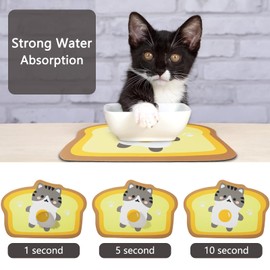 Cat Food Mats for Floor, Cat Water Bowl Mats Pet Feeding Absorbent Mat Cat Placemats for Food and Water Yellow 25.9 * 17.7 inch