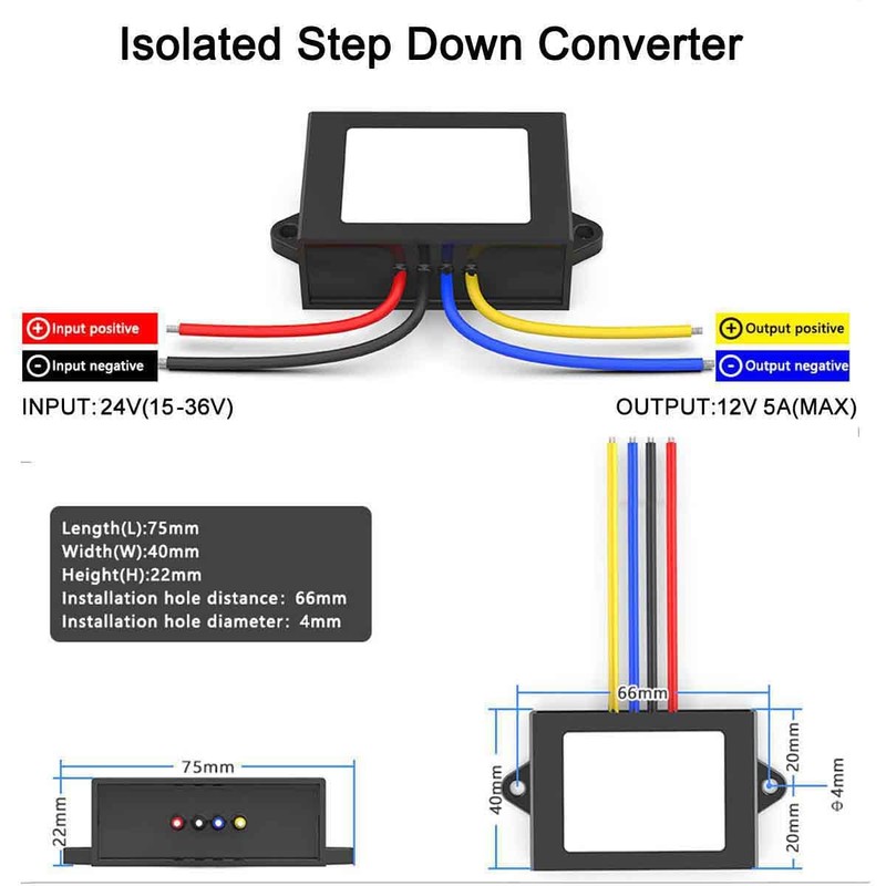 Greluma DC 24 V to 12 V 5 A Step-Down