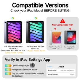 accrosoo for iPad mini A17 Pro/iPad mini 6/7 8.3" Detachable Keyboard Full Protection Case for 156° Adjustable Portrait & Landscape, 7 Backlits & Rechargeable Pencil Holder & 11 Shortcuts (Black)