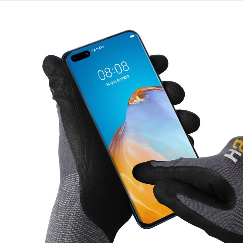 Nitrile Work Gloves HPHST,Spandex Liner Nitrile Coated,Smart Touch,12 Pairs(M)