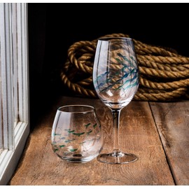 Abbott Collection Blue/Green Fish Stemless Goblet, 1 Count (Pack of 1)