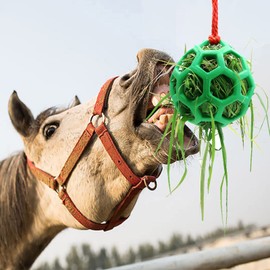 Besimple 2 Pack Horse Goat Ball Hay Feeder Hanging Horse Goat Sheep Stress Relief (Green)