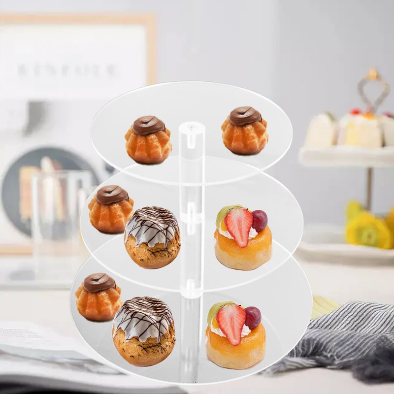 Cupcake Stand Multi Round Tiers Transparent Acrylic High Stability Cupcake