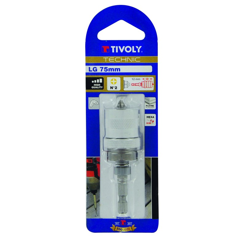 TIVOLY 11501320016 Special Plaster Bit Holder with Adjustment Stop, Grey