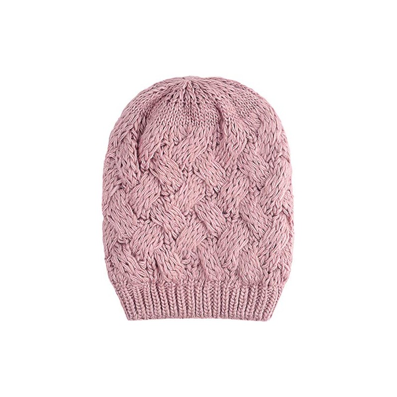 Lilax Cable Knit Slouchy Chunky - Gorro de invierno, Rosado,