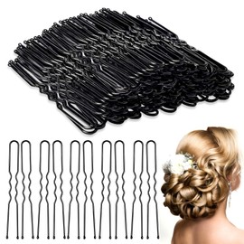 U Shape Bobby Pins, 200 Pcs Hair Pins for Buns, 6cm/2.3inch Hair Accessories for Women Girls,Hairdressing Salon and Dancing Fixed Hairstyles (Black)