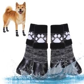 KOOLTAIL Anti Slip Dog Socks for Hot Pavement, Waterproof Dog Boots Paw Protector with Straps Traction Control for Hardwood Floor, Prevent Licking Dog Booties for Small Medium Large Senior Old Dogs