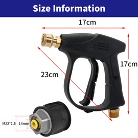 BRIOTA Pressure Washer Gun Compatible with Karcher 1/4" 4350PSI Short Nozzle Jet Washing Gun with 5 Water Nozzles and M22-14 Hose Connector for Car Washing and Patio Cleaning