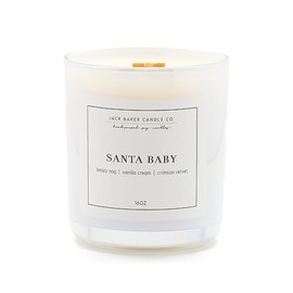 Jack Baker Candle Co. Santa Baby Candle, Made with Soy Wax and Essential Oils, Boozy Nog, Vanilla Cream, Crimson Velvet Fragrance, 16 oz.
