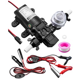 DC12V Water Pump Kit, 1.6 GPM Camper Water Pressure Pump with Pressure Switch, 65 PSI Self Priming Diaphragm Pump for Camper Boat Marine RV Kitchen Bathroom Gas Hot Water System