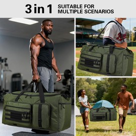 120L Extra Large Duffle Bag for Men, 32" Heavy Duty Sports Gym and Travel Duffel Bag with Shoes Compartment, Equipment Gear Bag for Football Soccer Baseball Hockey Helmets Pads, XL Giant Green