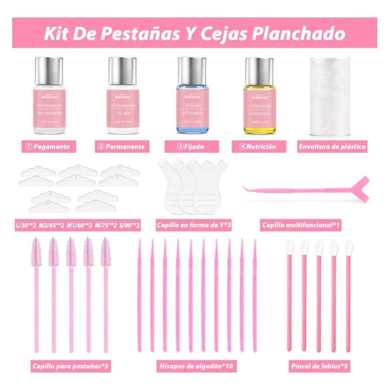 Kit Diseño De Cejas Y Pestañas Planchado Profesional Rizado