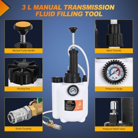 GOOACC Transmission Fluid Pump Kit 3L Automotive Manual Oil Pump Extractor ATF Refill Dispenser Transfer Pump with 8 ATF Filler Adapters Oil Filling Filler Manual System Fluid Extractor Pump Tool Kit