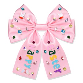 YAHPERN Easter Hair Bow Clips for Women Colorful Easter Egg Bunny Hair Bows White Pink Large Satin Hair Ribbons Spring Easter Hair Accessories Outfit Gifts (Pattern E)