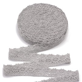 15 yardas de 2,8 cm de ancho, cinta de encaje vintage, borde festoneado para decoración de boda nupcial, paquete de Navidad, suministros de costura para manualidades (gris, 2,8 cm)