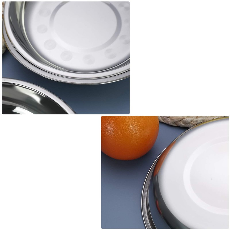 Zerdyne Set of 4 Dinner Serving Plates, Stainless Steel Round