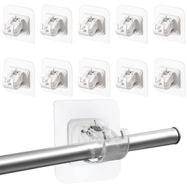 MMSZHL 10 Pcs Soporte para Barra de Cortina, Soportes Autoadhesivos para Barra de Cortina sin Taladro, Soporte para Cortina, Fácil Instalación y Resistente,para Decoración de Hogar y Jardín (Blanco)