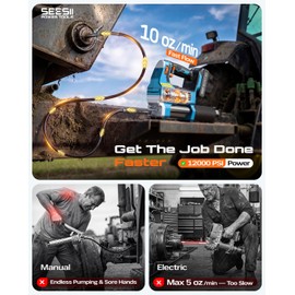 Seesii Electric Grease Gun 12000PSI, 10 oz/min Fast Flow, 6-Speed, 48" Hose