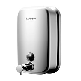 Bertreno Commercial Soap Dispenser Wall Mount Stainless Steel Soap Dispensers Liquid Manual Anti-Leak Pump Hand Soap Dispenser for Bathroom Kitchen Silver (28 fl.oz./800ml)