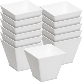 Bluesky Trading MiniWare White Plastic Square Bowl (Pack Of 12) - 2 Oz. - Chic Design, Perfect for Parties, Events, Entertaining, Catering, Appetizers, Dips, Desserts & More