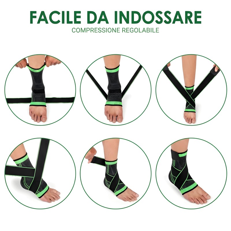 Cavigliera Sportiva a Compressione Graduata con Fasce Elastiche Regolabili –