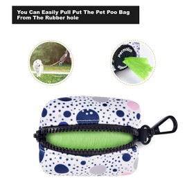 Petmolico Dog Poop Bag Holder Leash Attachment, Dog Waste Bag Dispenser Zippered Pouch, Fits Any Dog Leash, Includes Free Roll of Dog Bags, Poop Bag Dispenser - 2 Pack, Blue Dots