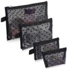Gtziqa 4 PCS Mesh Makeup Bag Set, Heart Printed Mesh