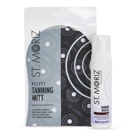 St. Moriz Professional Dark Self Tanner Mousse with Tanning Mitt Bundle - 200ml - Sunless Instant Self Tanning Foam for a Natural Looking Fake Tan - Moisturizing Tanning Foam - Aloe Vera & Vitamin E