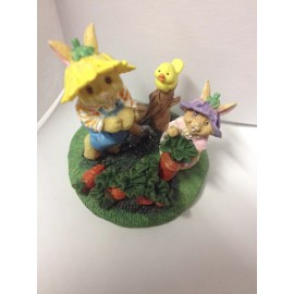 Easter Scene Figurine, Bunnies in the Garden