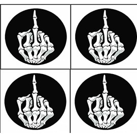 4 pcs Funny Skeleton Finger Flip Middle Finger Skeleton Hard Hat Sticker, 2.5 inch - Hardhat Laborer Foreman Loading Wait Welding Welder Decal