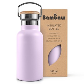 Bambaw Insulated Water Bottle 350ml, Purple Water Bottle, Stainless Steel Water Bottle, Leakproof Water Bottle, Water Bottle Metal, Drinking Bottles for Adults, Metal Flask – Lavander Haze