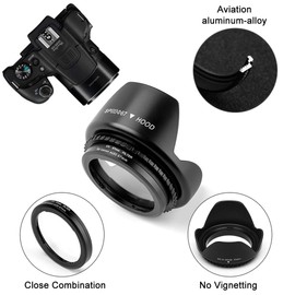 Fotover 67 mm Metal Filter Adapter Ring with UV Filter for Canon PowerShot SX70 HS SX30 IS/SX40 HS/SX50 HS Digital Camera Replacement Canon FA-DC67A Filter Adapter + Tulip Flower Lens Hood