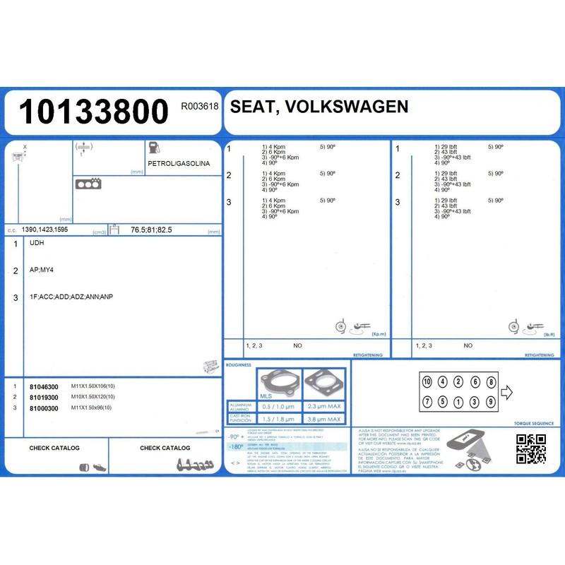 AJUSA 81000300 Bolt Kit for Cylinder Head