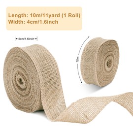 KINGLAKE Burlap Ribbon,4cm Hessian Ribbon Jute Ribbon Roll,10m Brown Ribbon Natural Craft Ribbon for Gift Wrapping, Crafting, Florist, Presents Packing, Rustic Wedding & Christmas Decorations