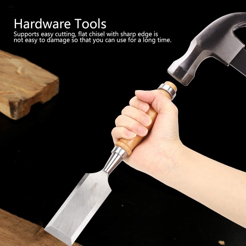 Wood Chisel Tool, 38mm Construction Wooden Handle Flat Chisel for