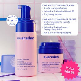 Evereden Rutina De Cuidado Facial Y Labial Happy Kids: Limpiador Facial Multivitamínico, Crema Facial, Aceite Labial Con Color Rosa Sakura Y Set De Aceite Labial Con Color. Cuidado De La Piel Limpio Y