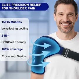 Chilmax Shoulder Ice Pack Wrap Rotator Cuff and Arm,Reusable Gel Hot & Cold Therapy Compression,Instant Relieve Shoulder Periarthritis Pain,Fatigue, Sports injury, Best Surgery Recovery Gifts (Blue)