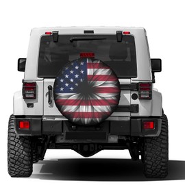 Delerain USA Flag Flower Spare Tire Covers for RV Trailer SUV Truck and Many Vehicle, Wheel Covers Sun Protector Waterproof (16 Inch for Diameter 29"-31")