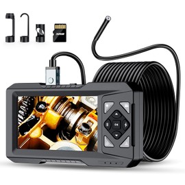 4.3" Endoscope with Light,1080P HD Photo Video Inspection Camera, IP67 Waterproof Borescope with 16.4FT Semi-Rigid Cable,Snake Sewer Camera with 6 LED Lights,32GB SD Card