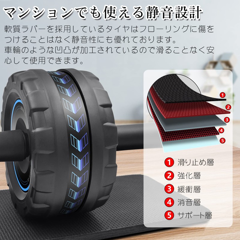 FEELCAT Abdominal Roller, Silent, Wide Roller, High Stability, For Beginners,