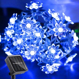 ITICdecor Solar Flower String Lights Outdoor Waterproof 50 LED Upgraded Flower Fairy Light for Garden Fence Patio Yard Christmas Tree Lawn Party (Blue)