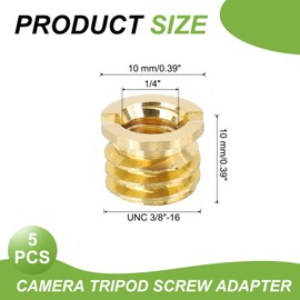 PATIKIL 1/4" Female to 3/8" Male Convert Screw Adapter, 5 Pcs Tripod Thread Adapter Mount for Camera Monopod Video DSLR SLR Mic Stand, Gold