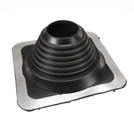 Fasteners Plus #5 EPDM Roof Flashing Boot, Fits Pipe Diameters 4" - 8-1/4" Wide, Includes Square Metal Roof Pipe Flashing, Black